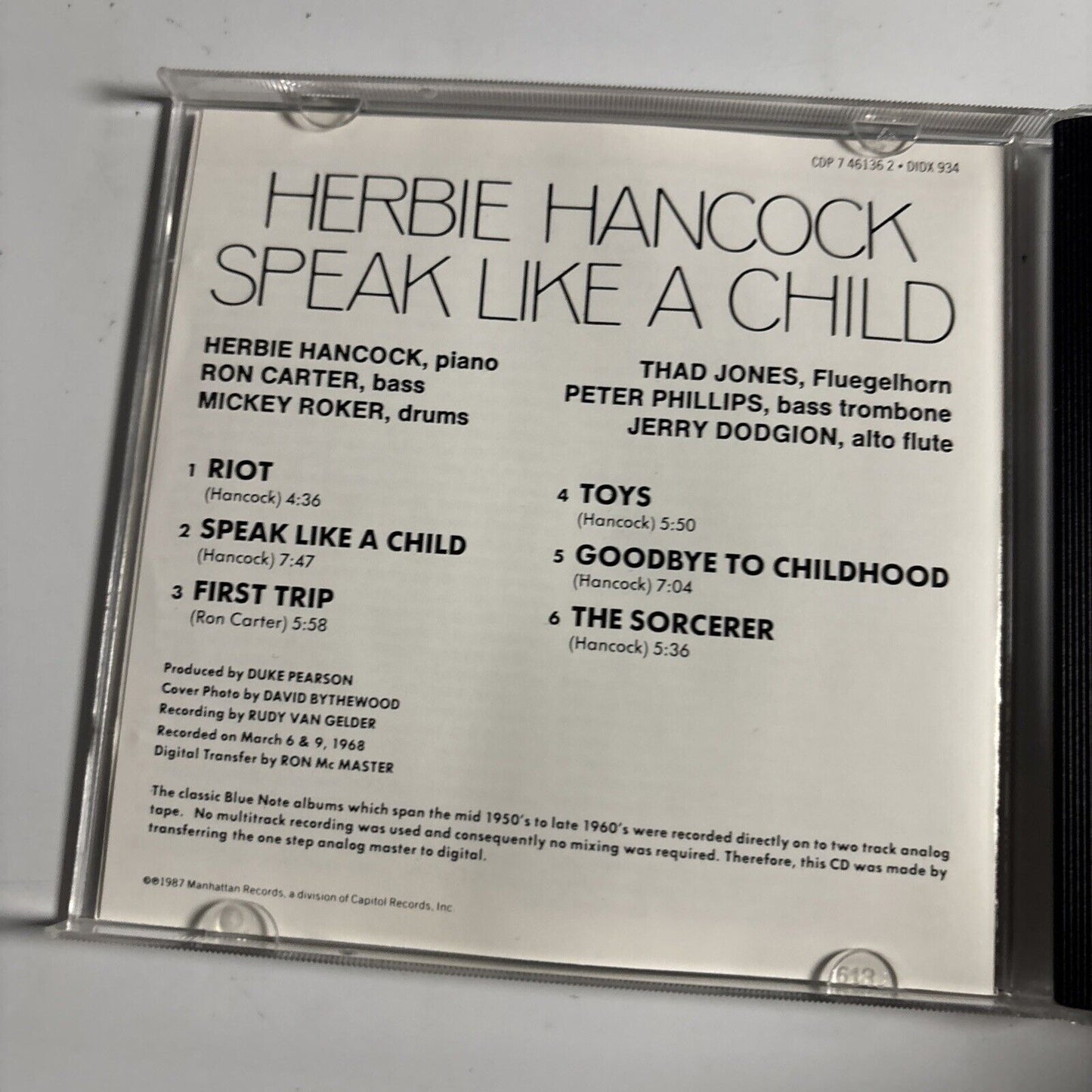 Herbie Hancock – Speak Like A Child (CD, 1968)  CDP 7 46136 2