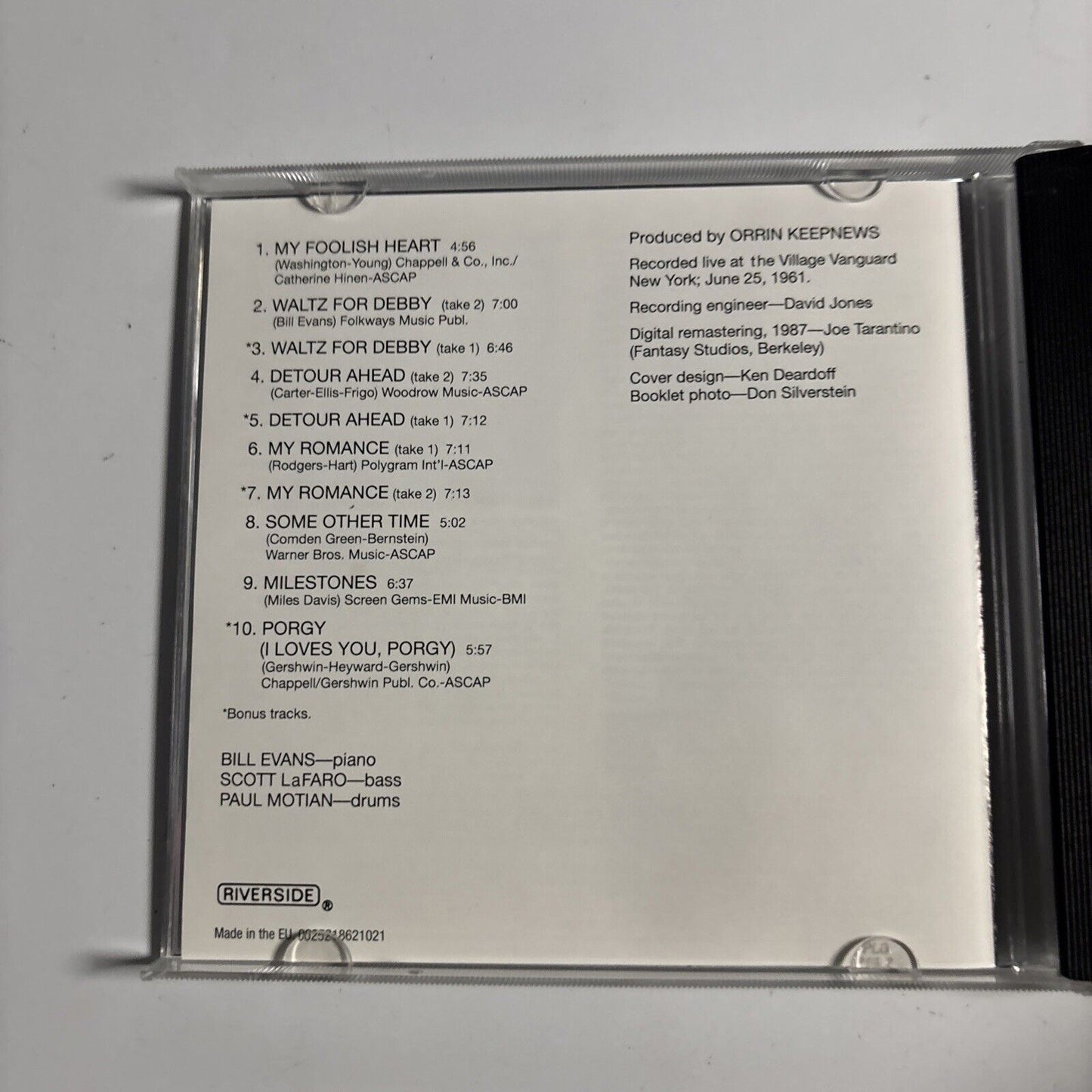 Bill Evans Trio – Waltz For Debby (CD, 2006)