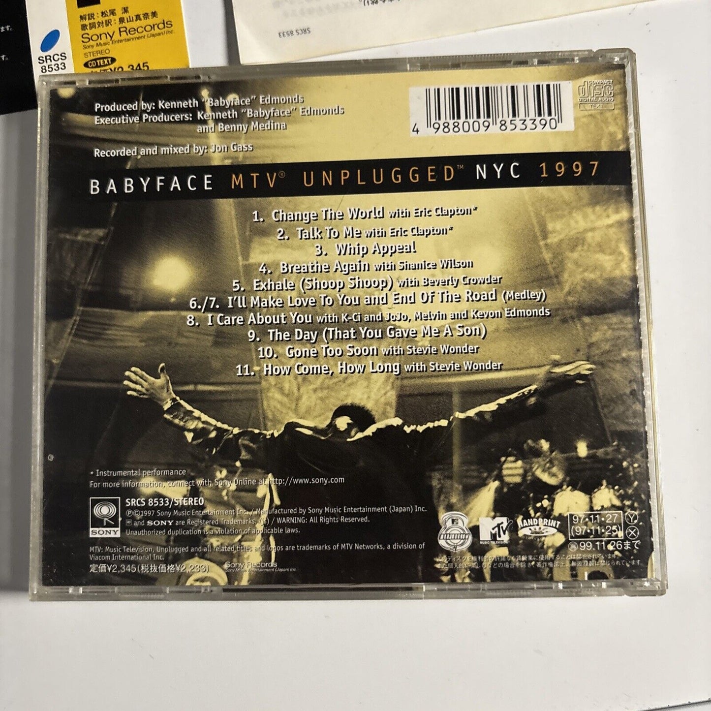 Babyface – MTV Unplugged NYC 1997 (CD, 1997) Japan srcs-8533 Obi