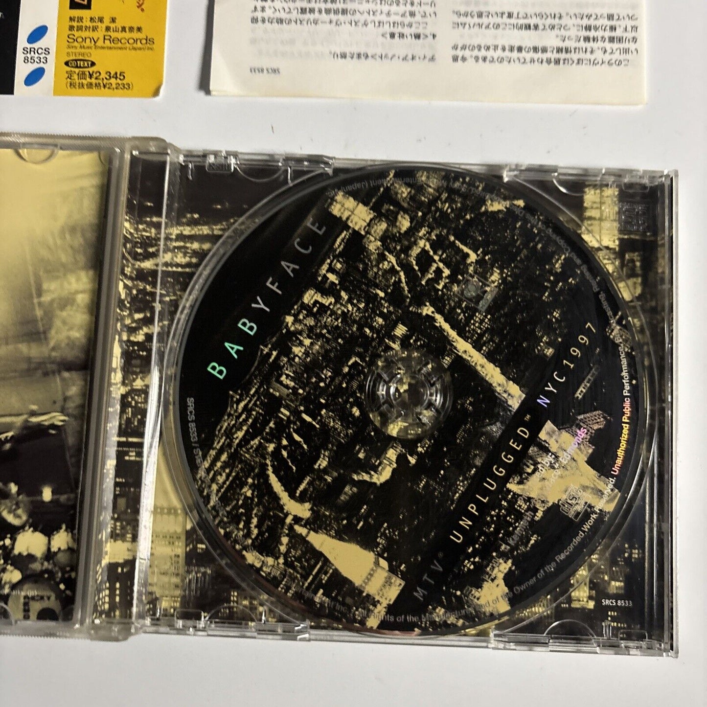 Babyface – MTV Unplugged NYC 1997 (CD, 1997) Japan srcs-8533 Obi