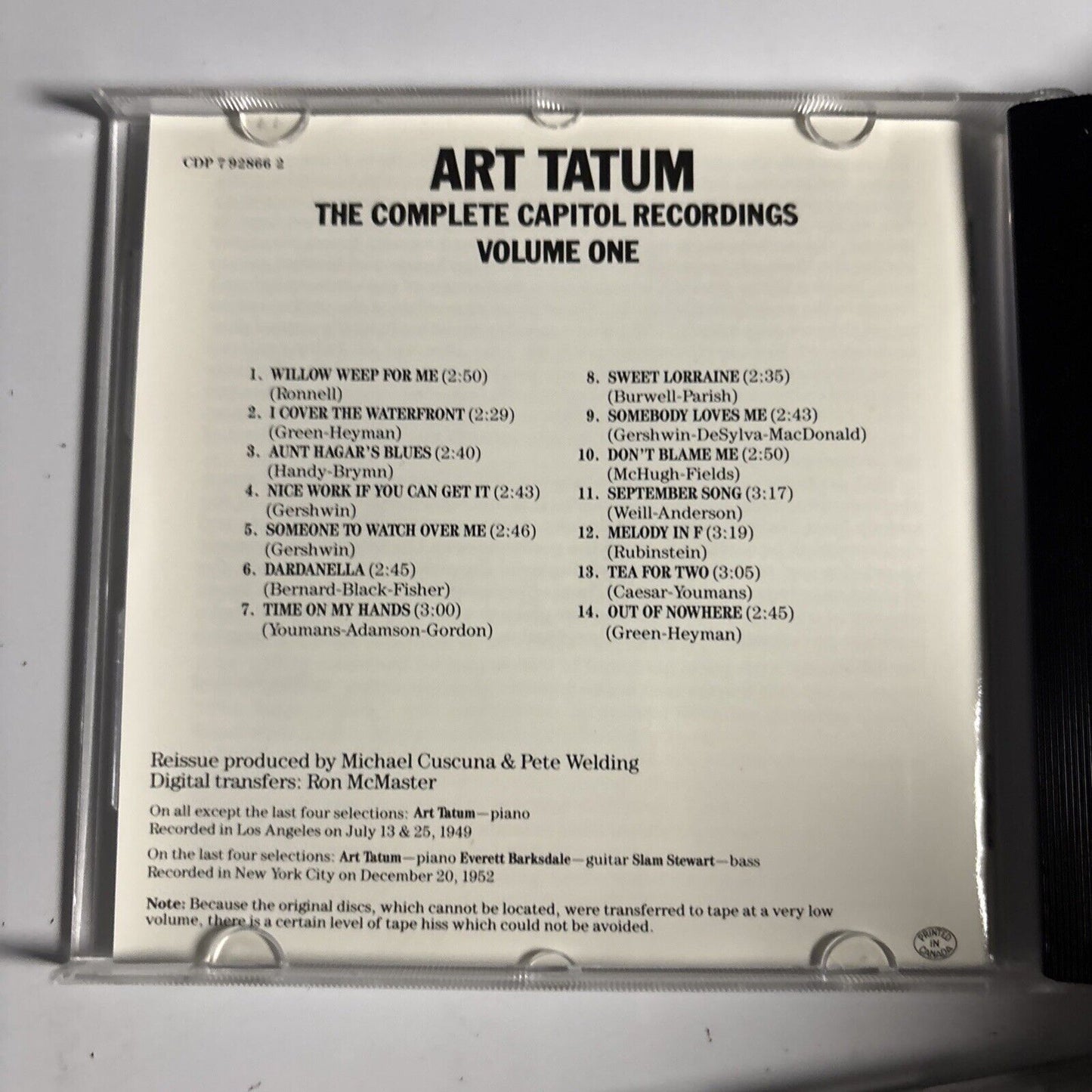 Art Tatum – The Complete Capitol Recordings Volume 1 & 2 (CD 1989) CDP 7 92867 2