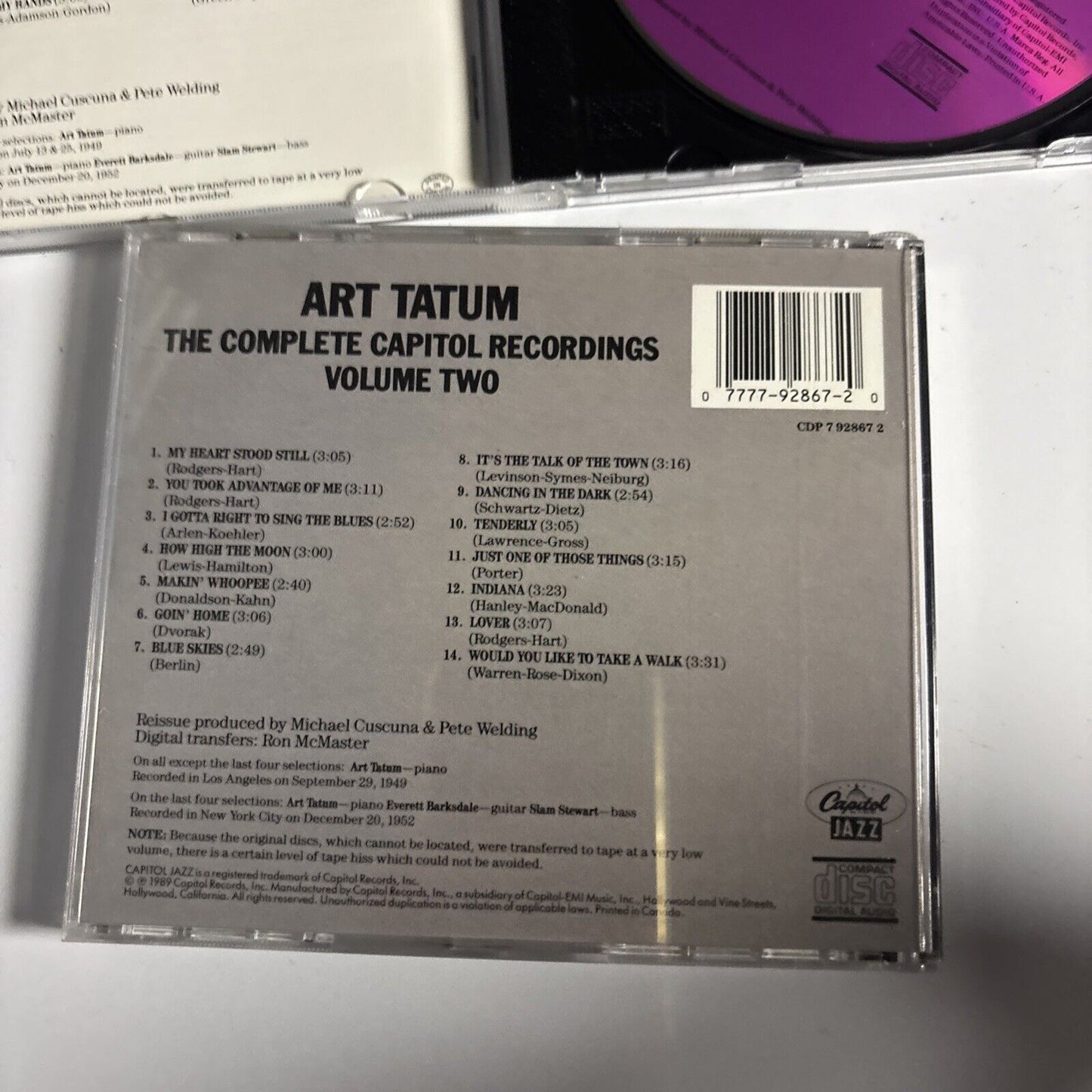 Art Tatum – The Complete Capitol Recordings Volume 1 & 2 (CD 1989) CDP 7 92867 2