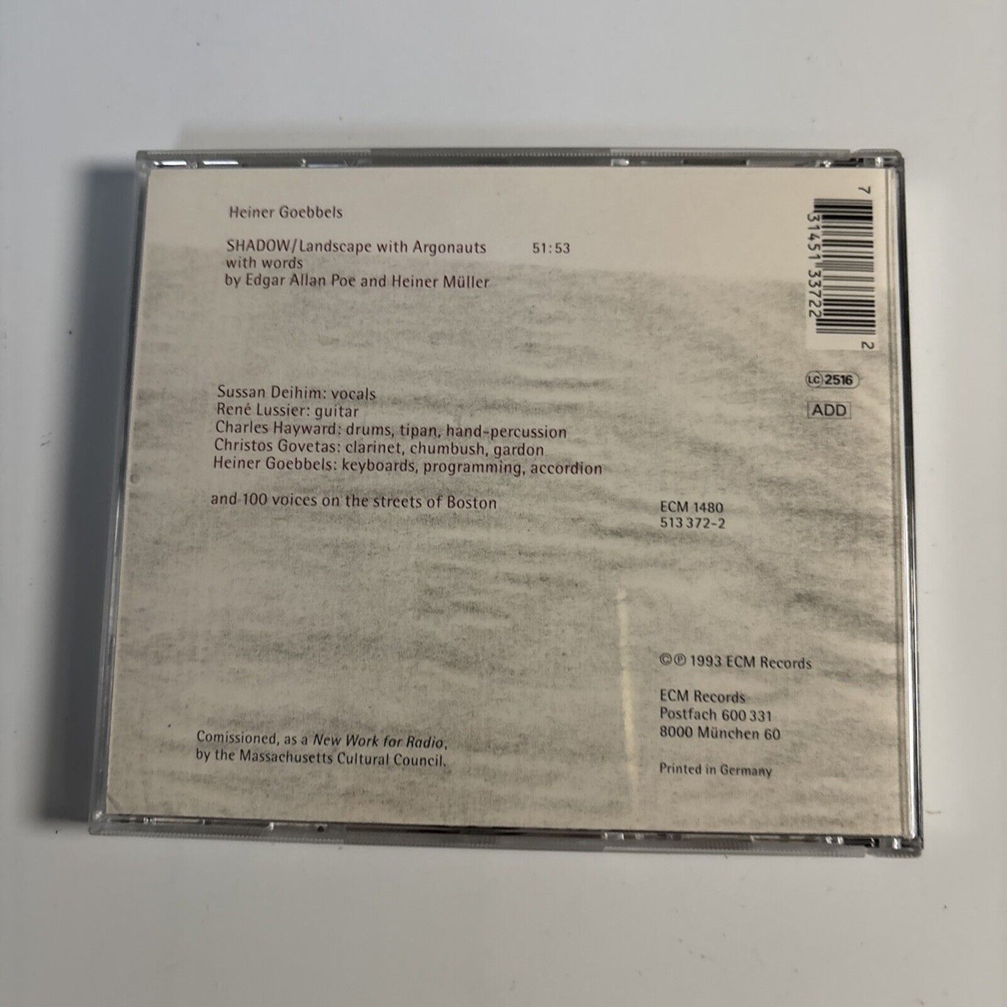 Heiner Goebbels – Shadow / Landscape With Argonauts (CD, 1993) Germany ECM 1480