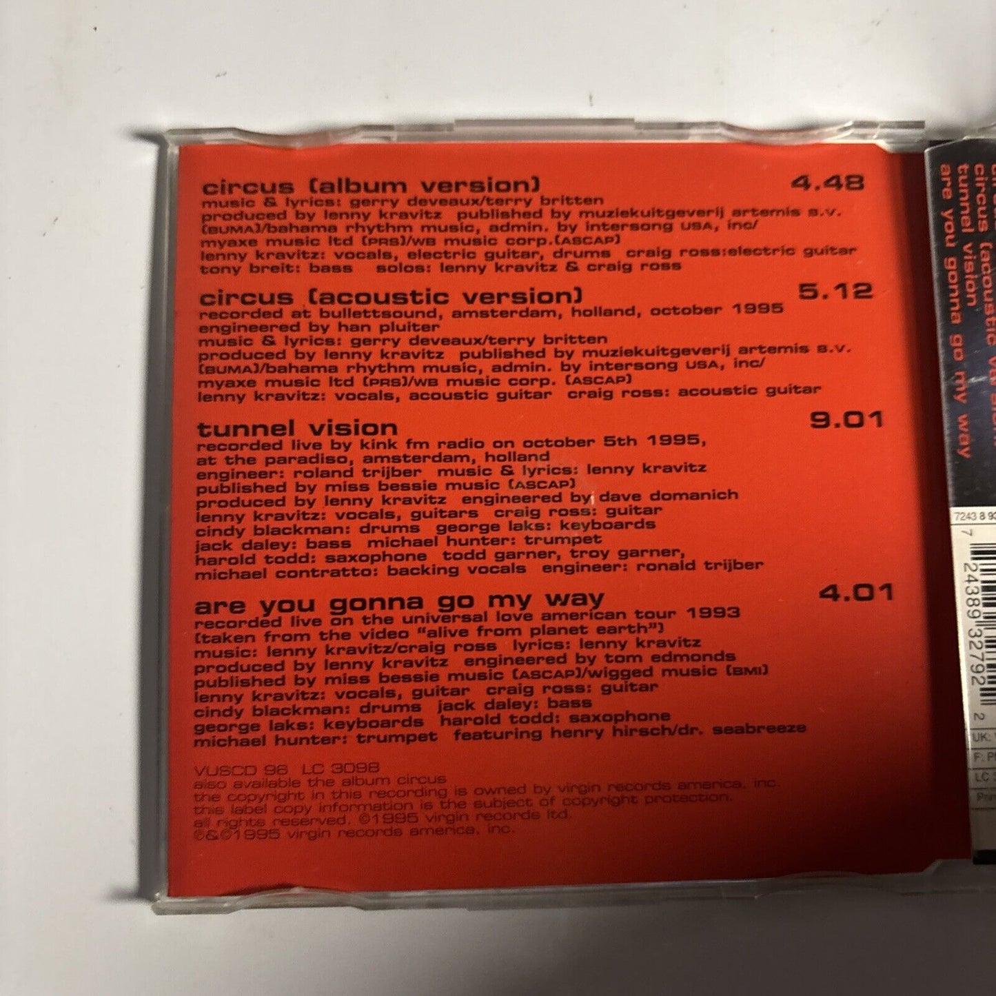 Lenny Kravitz – Circus (CD, 1995)  VUSCD 96