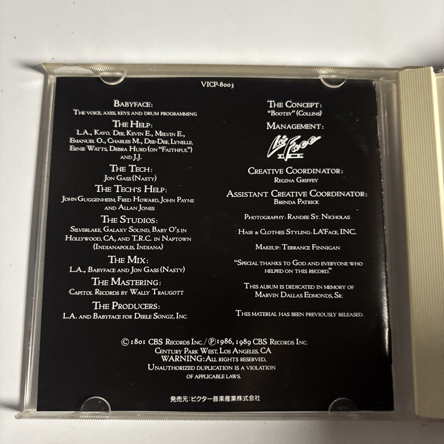 Babyface – Lovers (CD, 1990) Japan vicp-8003