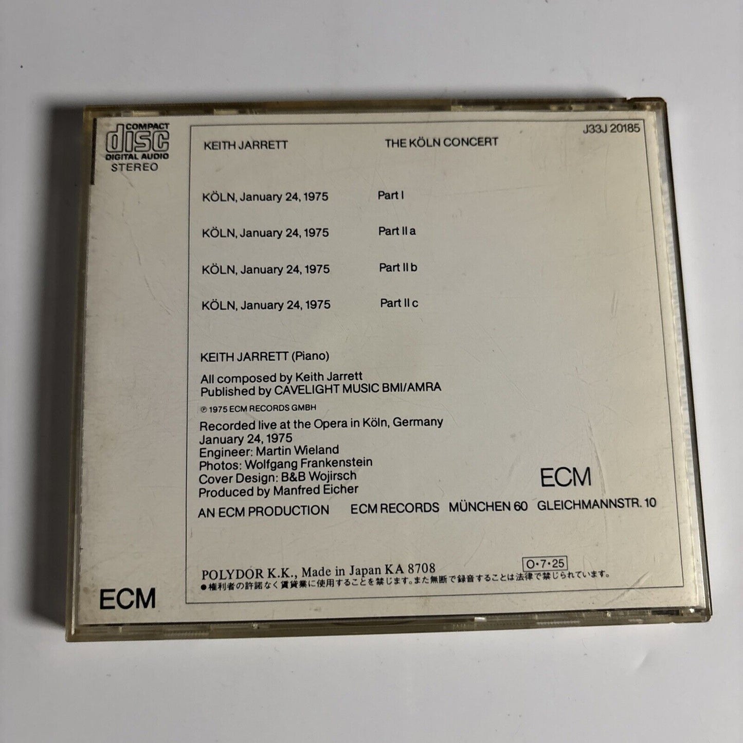 Keith Jarrett – The Köln Concert (CD, 1975) Japan j33j-20185