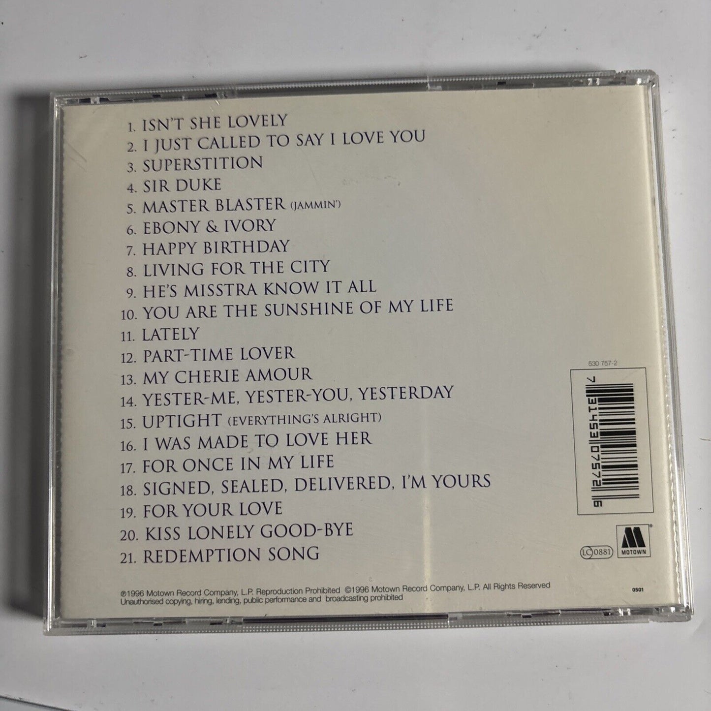 Stevie Wonder – Song Review (A Greatest Hits Collection) (1996, CD)  530 757-2