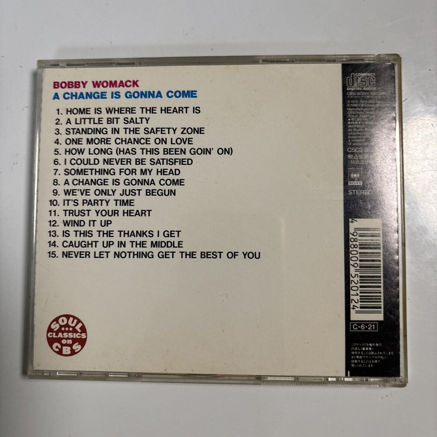 Bobby Womack – A Change Is Gonna Come (CD, 1990) Japan cscs-5201