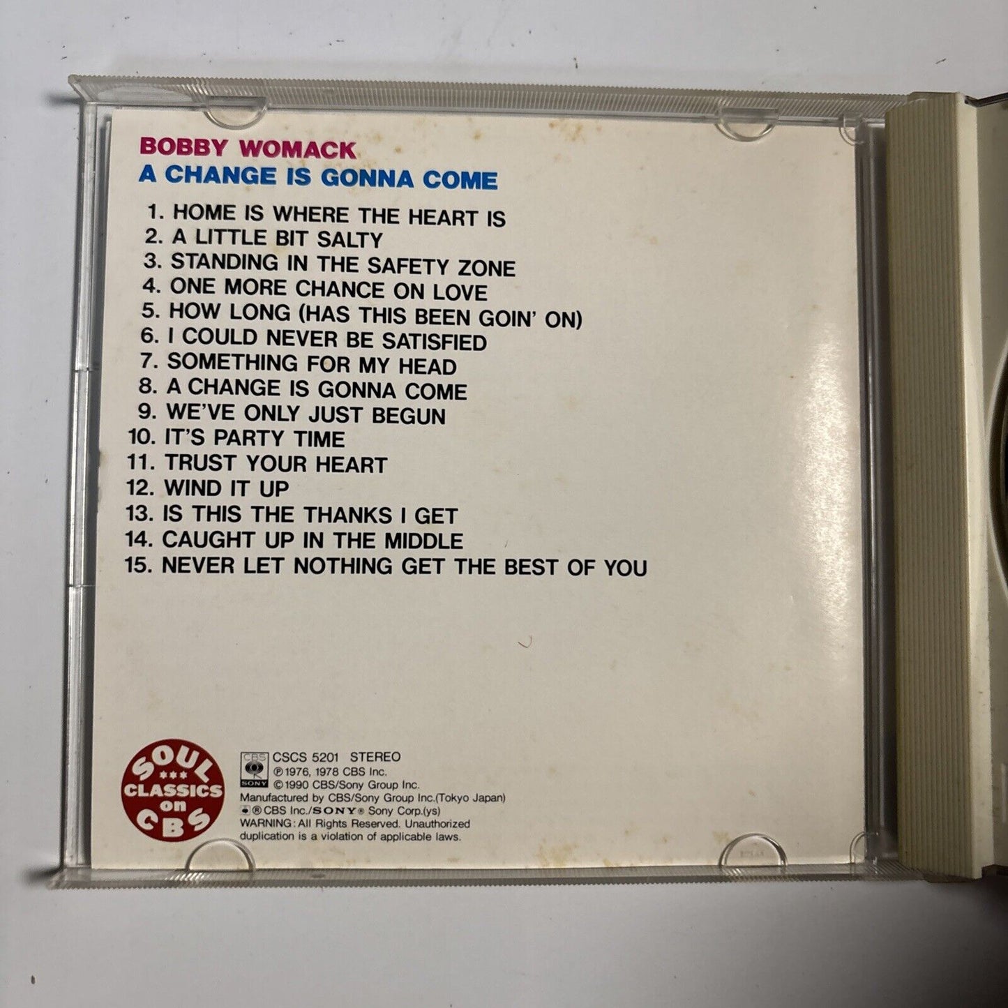 Bobby Womack – A Change Is Gonna Come (CD, 1990) Japan cscs-5201