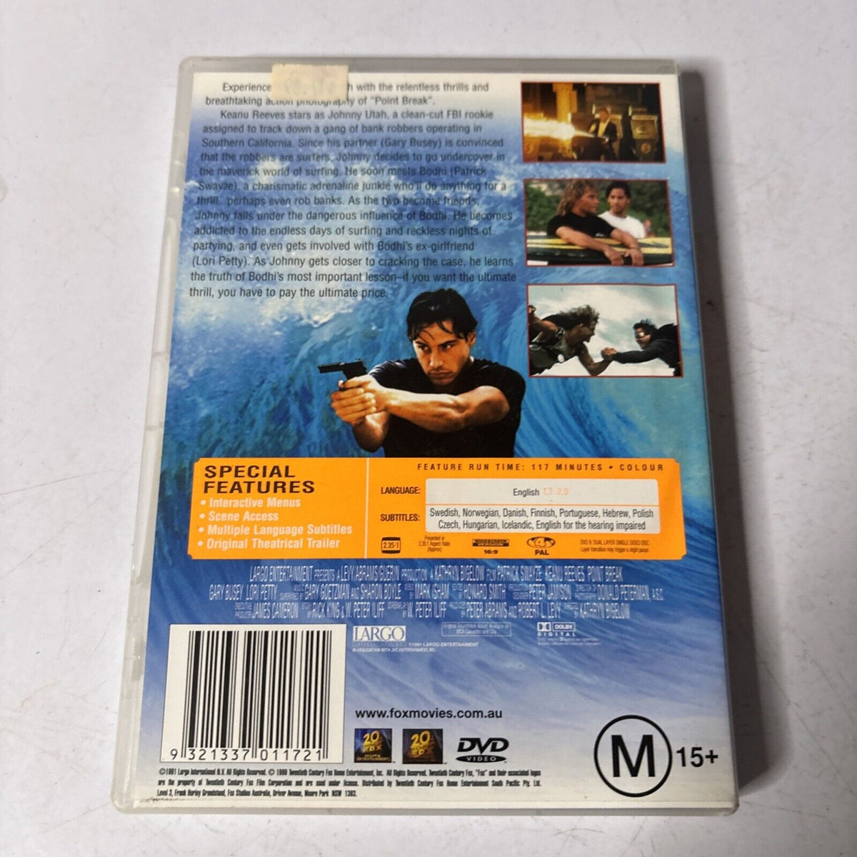 Point Photo Dvd Point Break (DVD, 1991) Keanu Reeves, Patrick Swayze Region 4 – Retro Unit