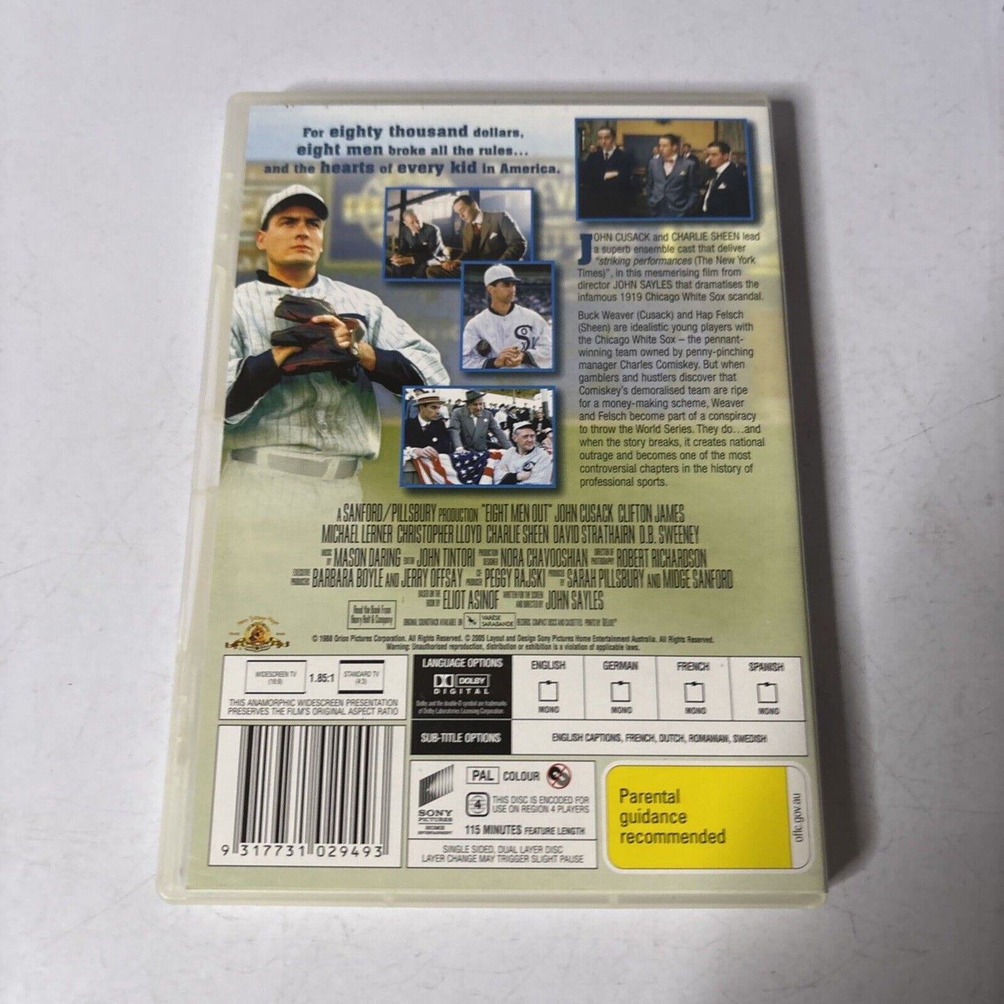 Eight Men Out (DVD, 1989) John Cusack, Charlie Sheen Region 4