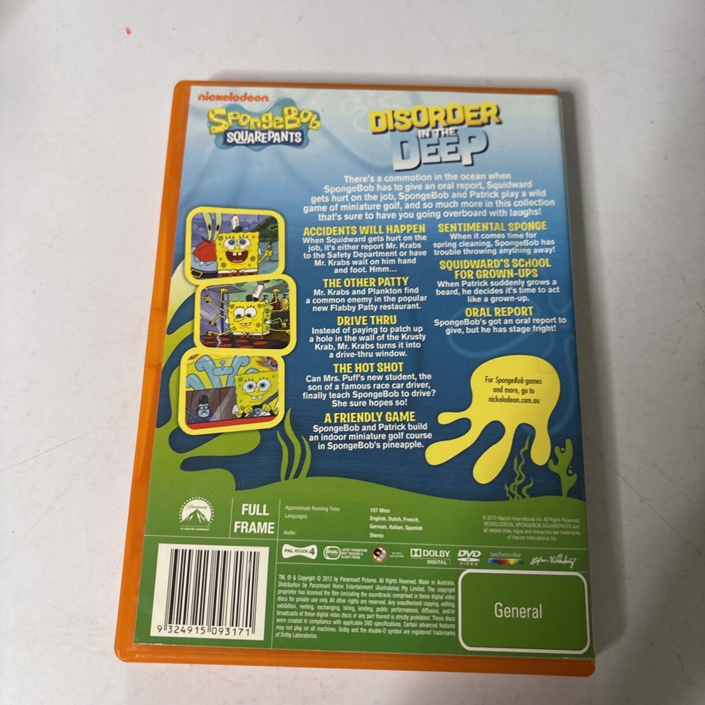 Spongebob Squarepants - Disorder in the Deep (DVD, 2012) Region 4