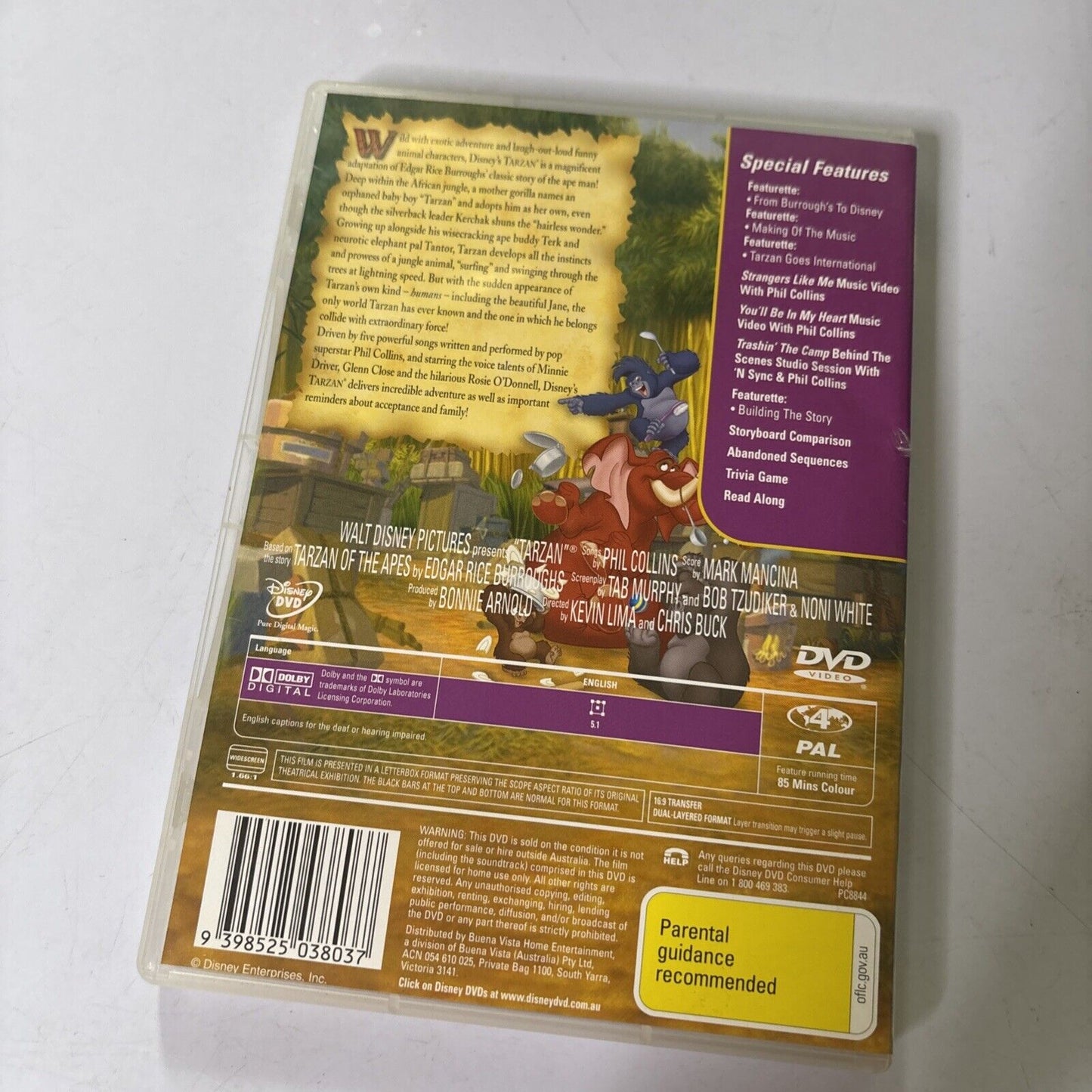 Tarzan (DVD, 1999) Minnie Driver, Rosie O'donnell, Walt Disney Region 4