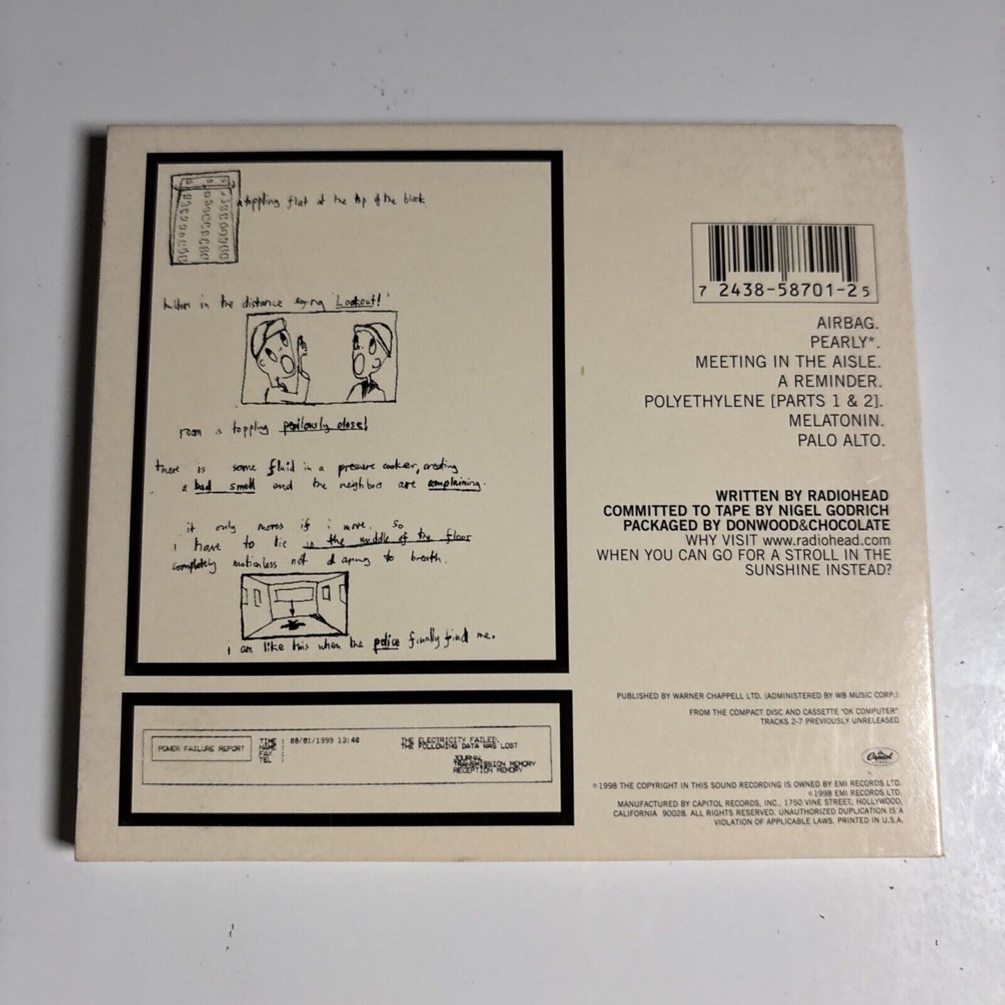 Radiohead – Airbag / How Am I Driving? (CD, 1998)  C2 7243 8 58701 2 5 Digipack