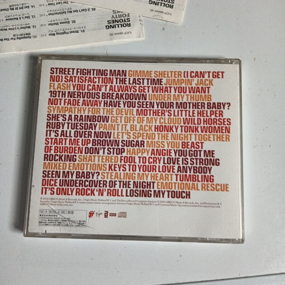 The Rolling Stones – Forty Licks (CD, 2002) vjcp-68444-45 Japan
