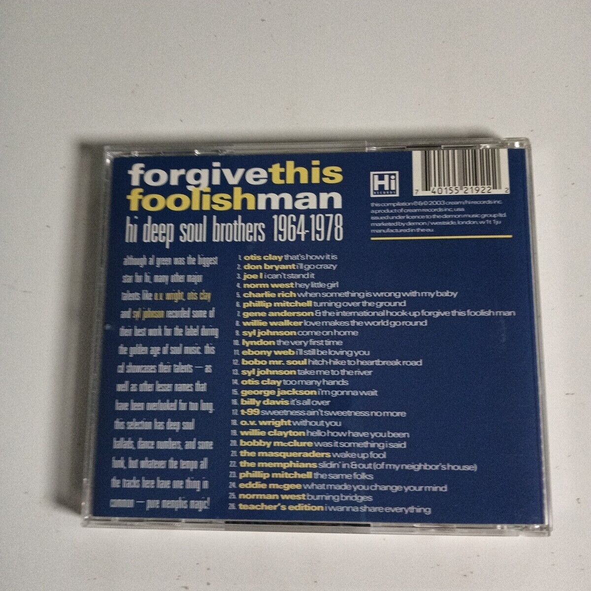 Forgive this Foolish Man: Hi Records' Deep Soul Brothers 1964-1978 (CD 2003)