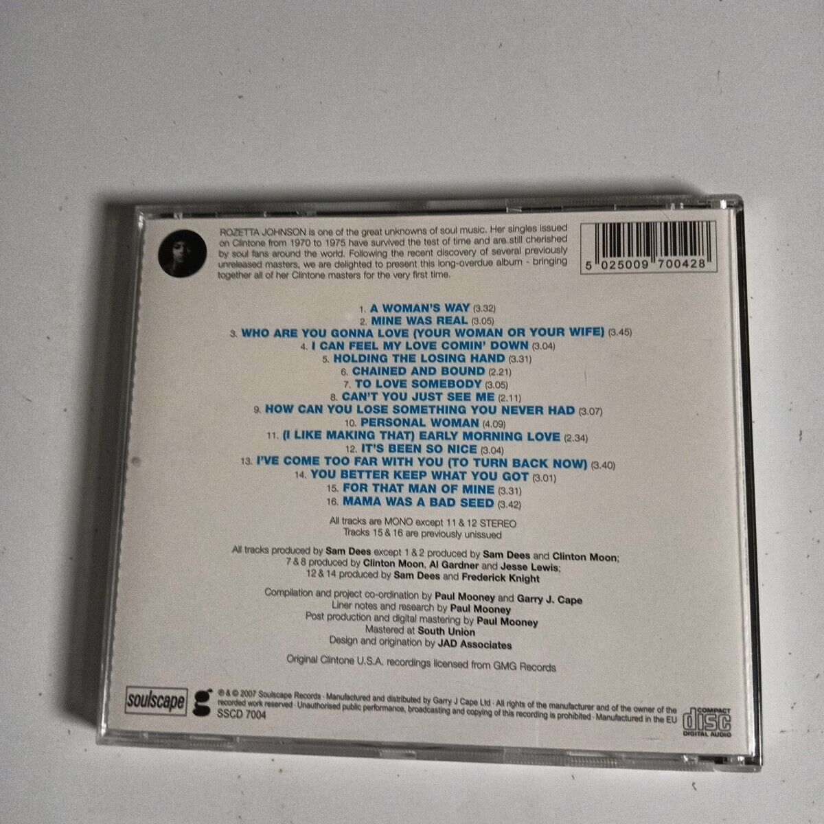 Rozetta Johnson – Personal Woman The Legendary Clintone Sessions: 1970-1975 (CD)