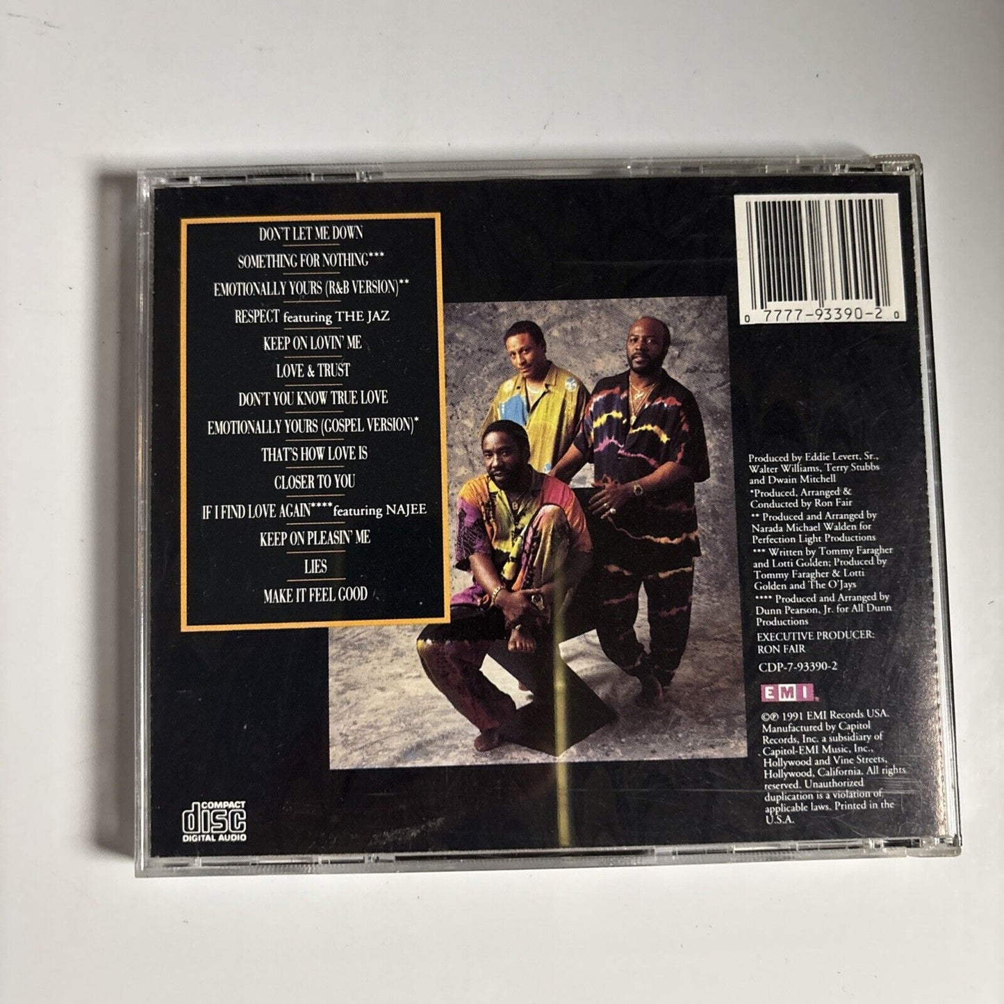 The O'Jays – Emotionally Yours (CD, 1991) CDP-7-93390-2