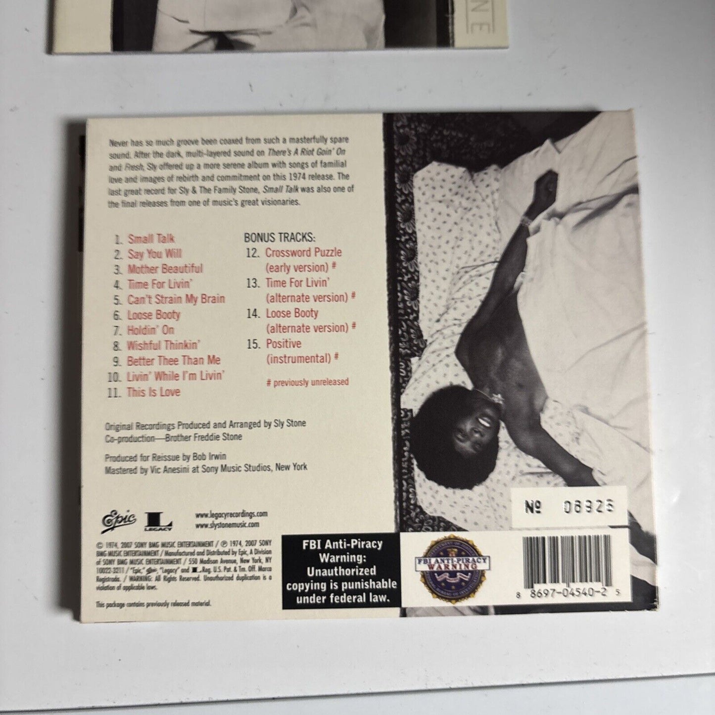 Sly & The Family Stone – Small Talk (CD, 2007) Digipak Limited Edition no 08926