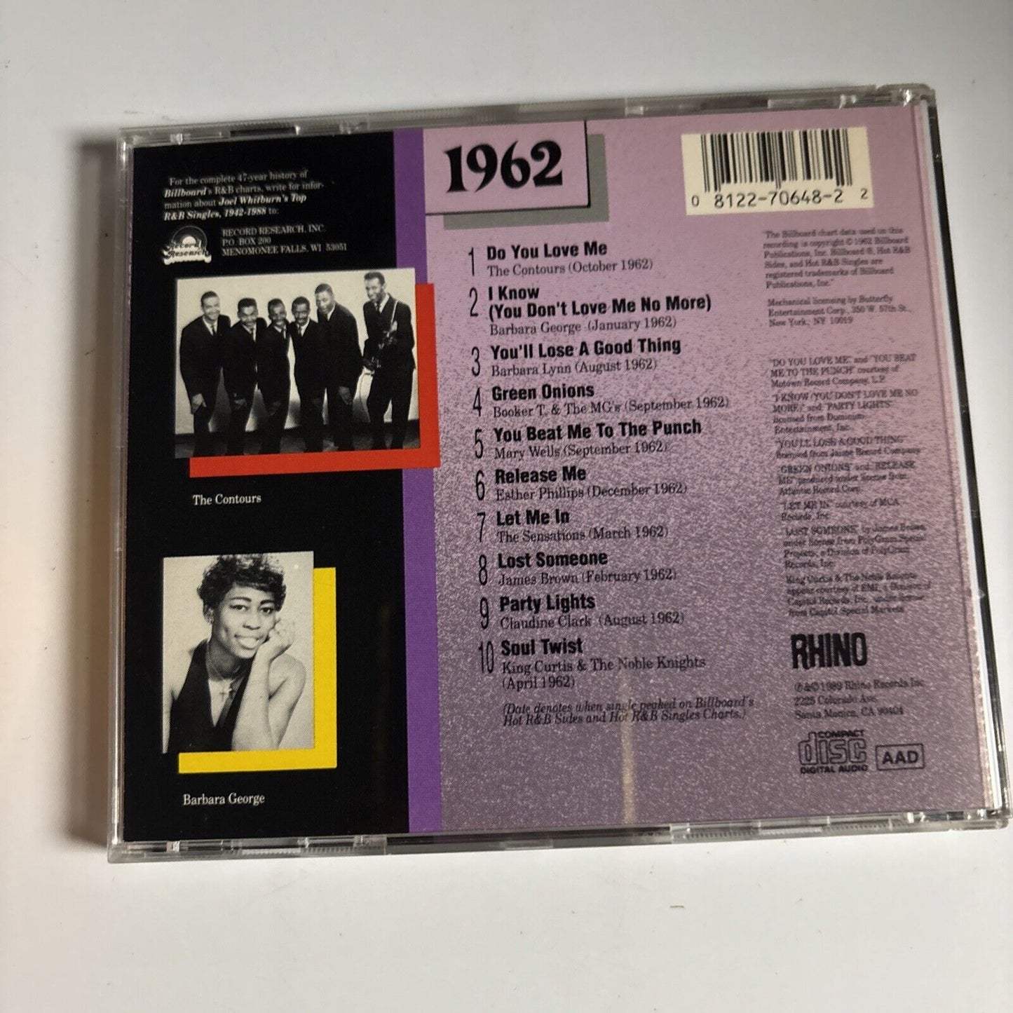 Billboard Top R&B Hits - 1962 (CD, 1988) R2 70648