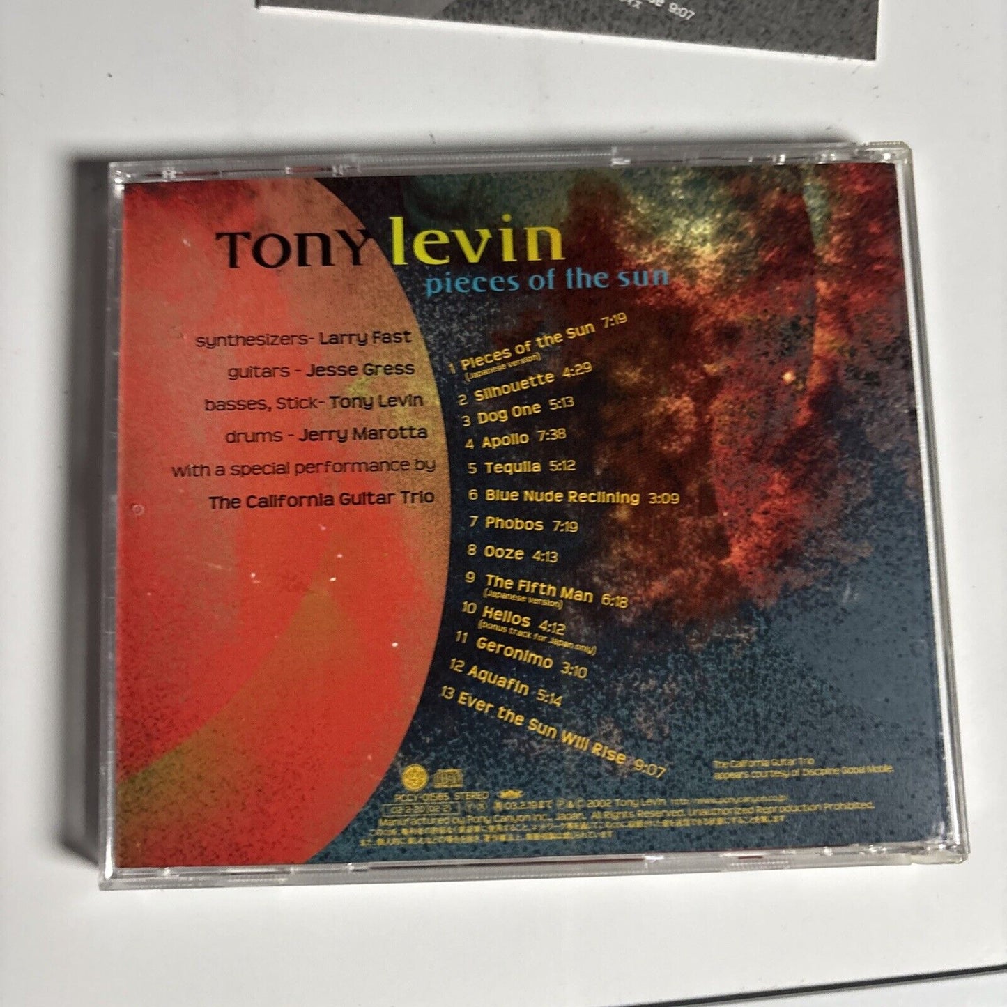 Tony Levin – Pieces Of The Sun (CD, 2002) pccy-01565 Japan