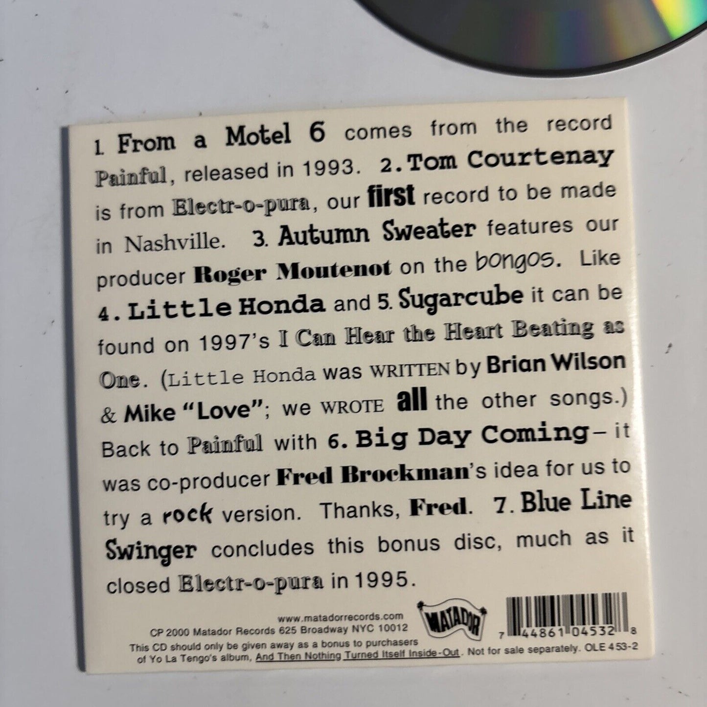 Yo La Tengo – Sampler 1993-1997 (CD, 2000) OLE 453-2  promo