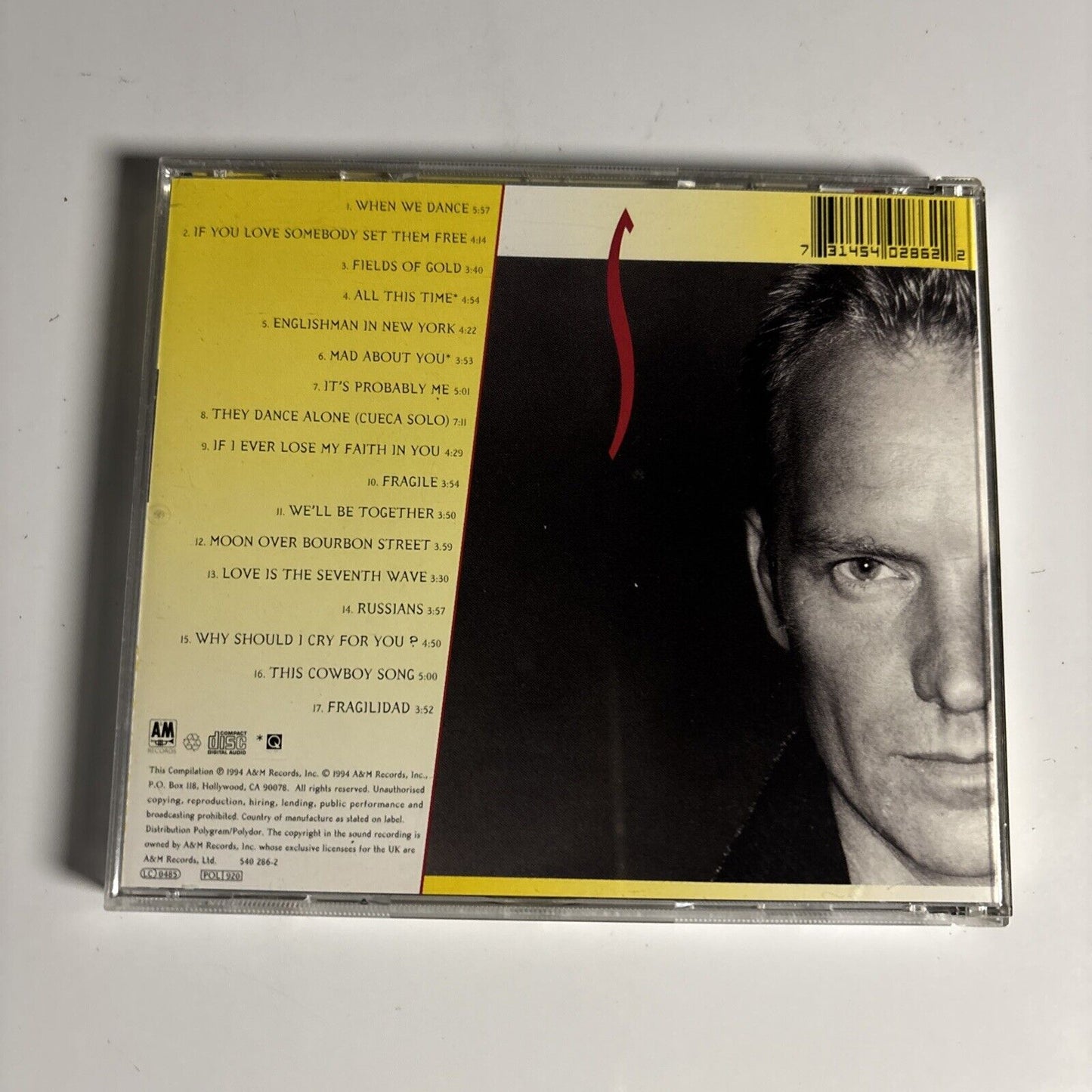 Sting – Fields Of Gold: The Best Of Sting 1984 - 1994 (CD, 1994) 540 321 2