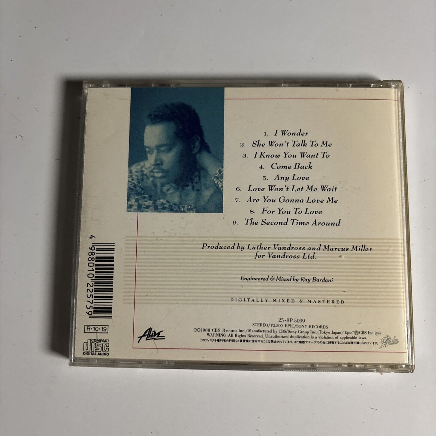 Luther Vandross – Any Love (CD, 1988) 25-8p-5099 Japan