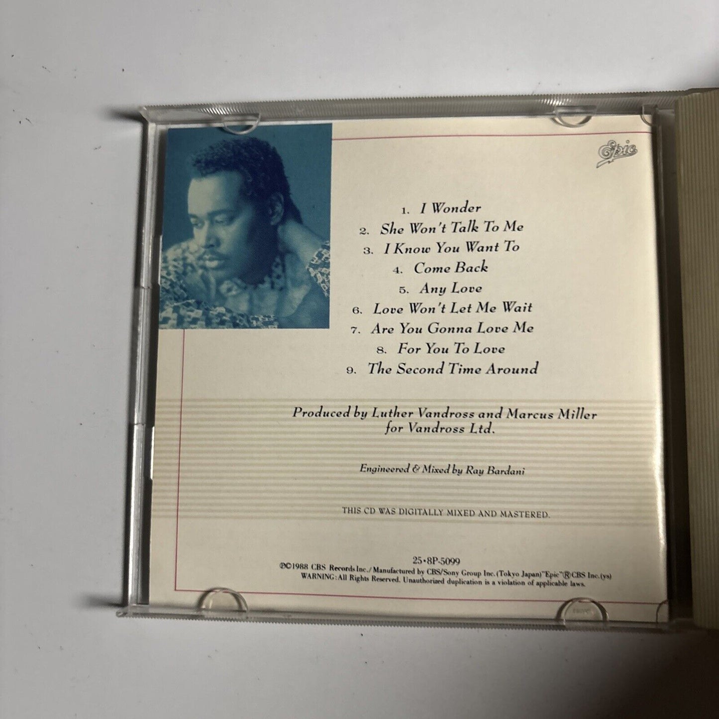 Luther Vandross – Any Love (CD, 1988) 25-8p-5099 Japan