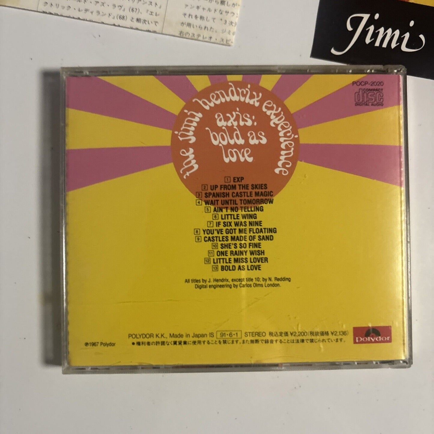 The Jimi Hendrix Experience – Axis: Bold As Love (CD, 1991) pocp-2020 Japan