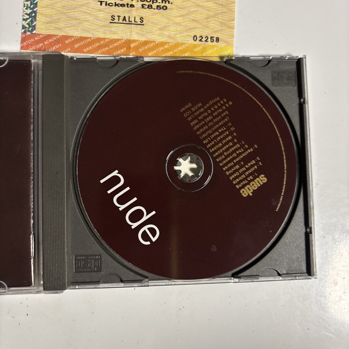 Suede – Suede (CD, 1993) NUDE 1CD  Concert Ticket