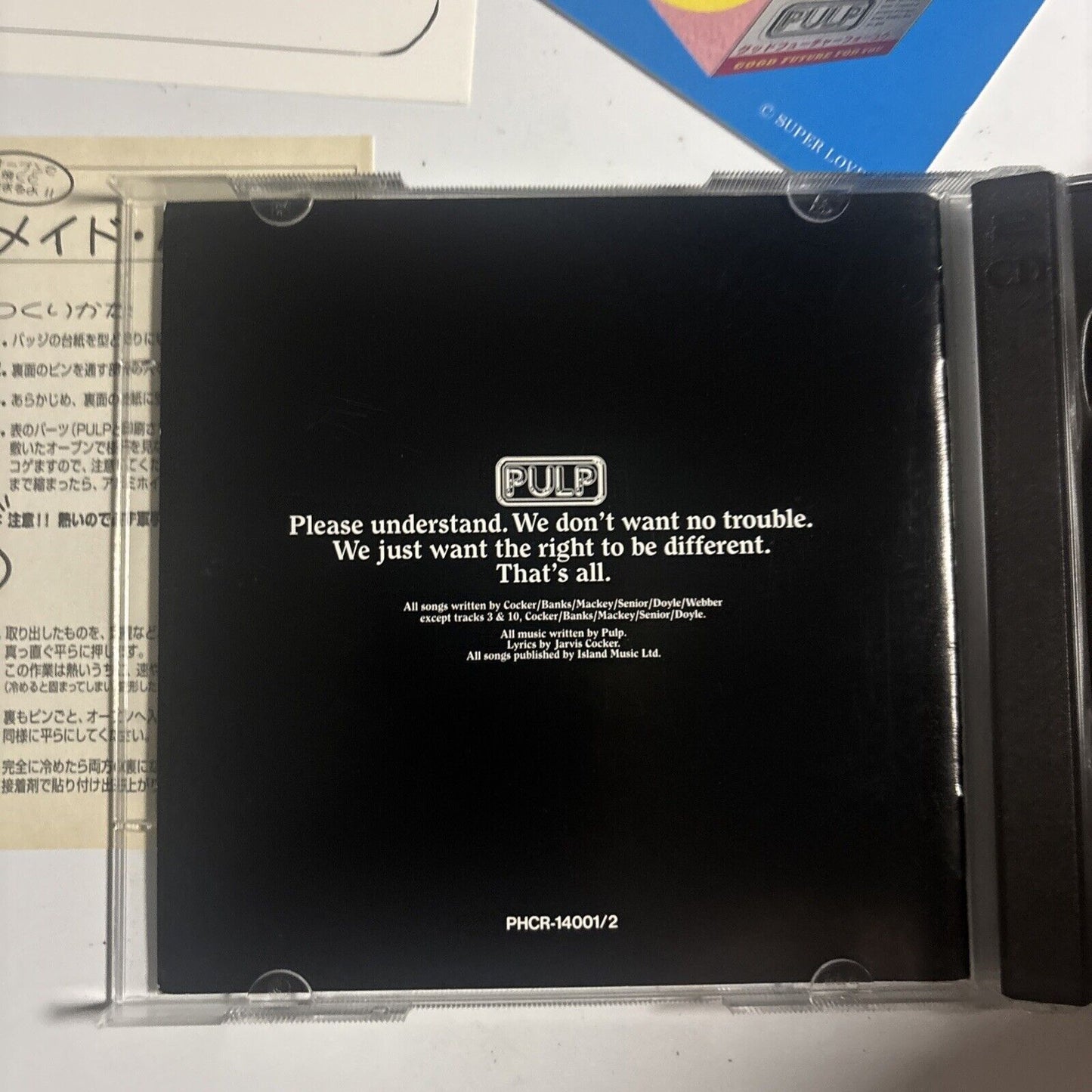 Pulp – Different Class (CD, 1996) phcr-14001/2 Japan sticker
