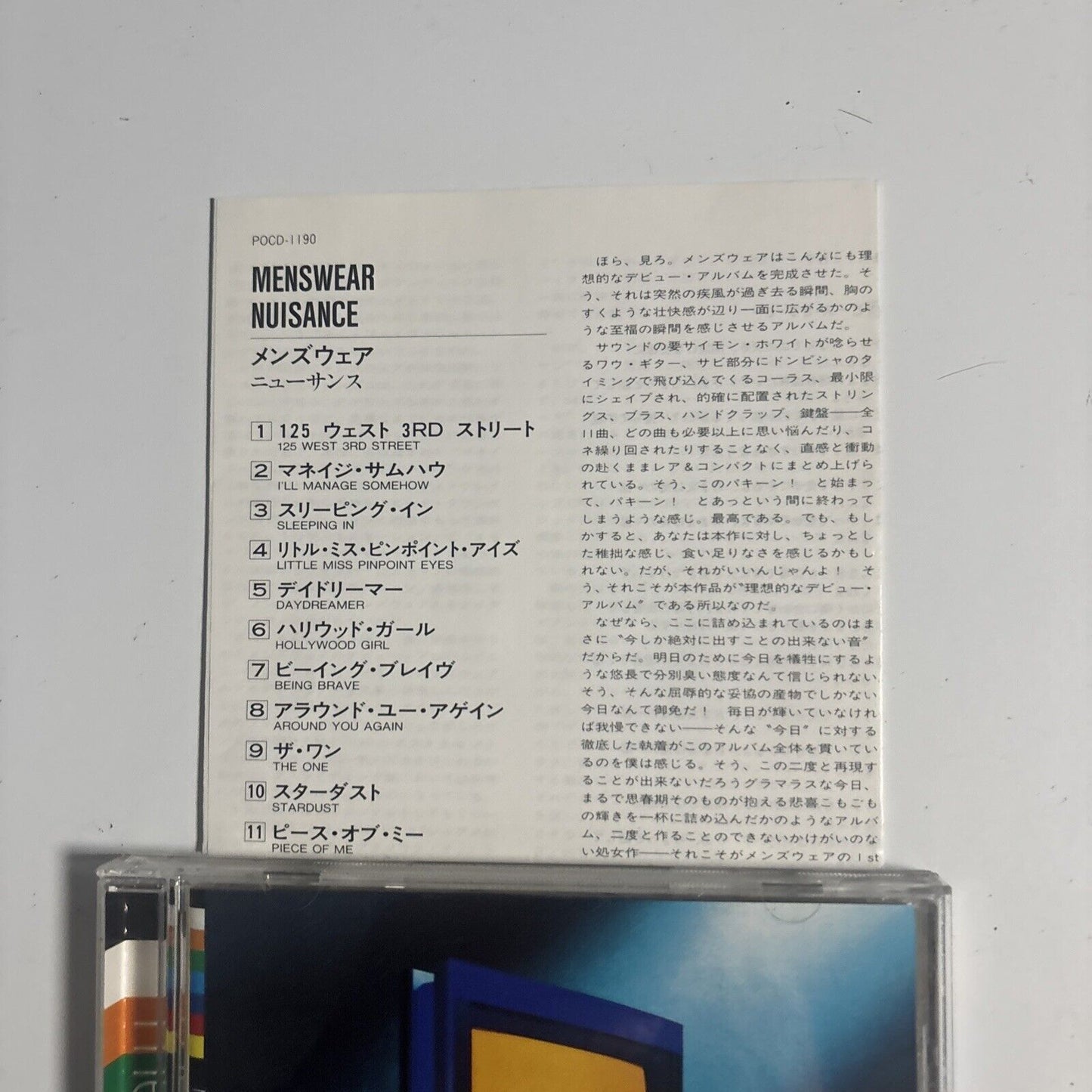 Menswear Menswe@r – Nuisance (CD, 1995) pocd-1190 Japan