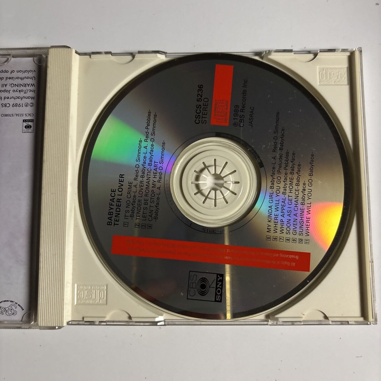 Babyface – Tender Lover (CD, 1990) cscs-5236 Japan