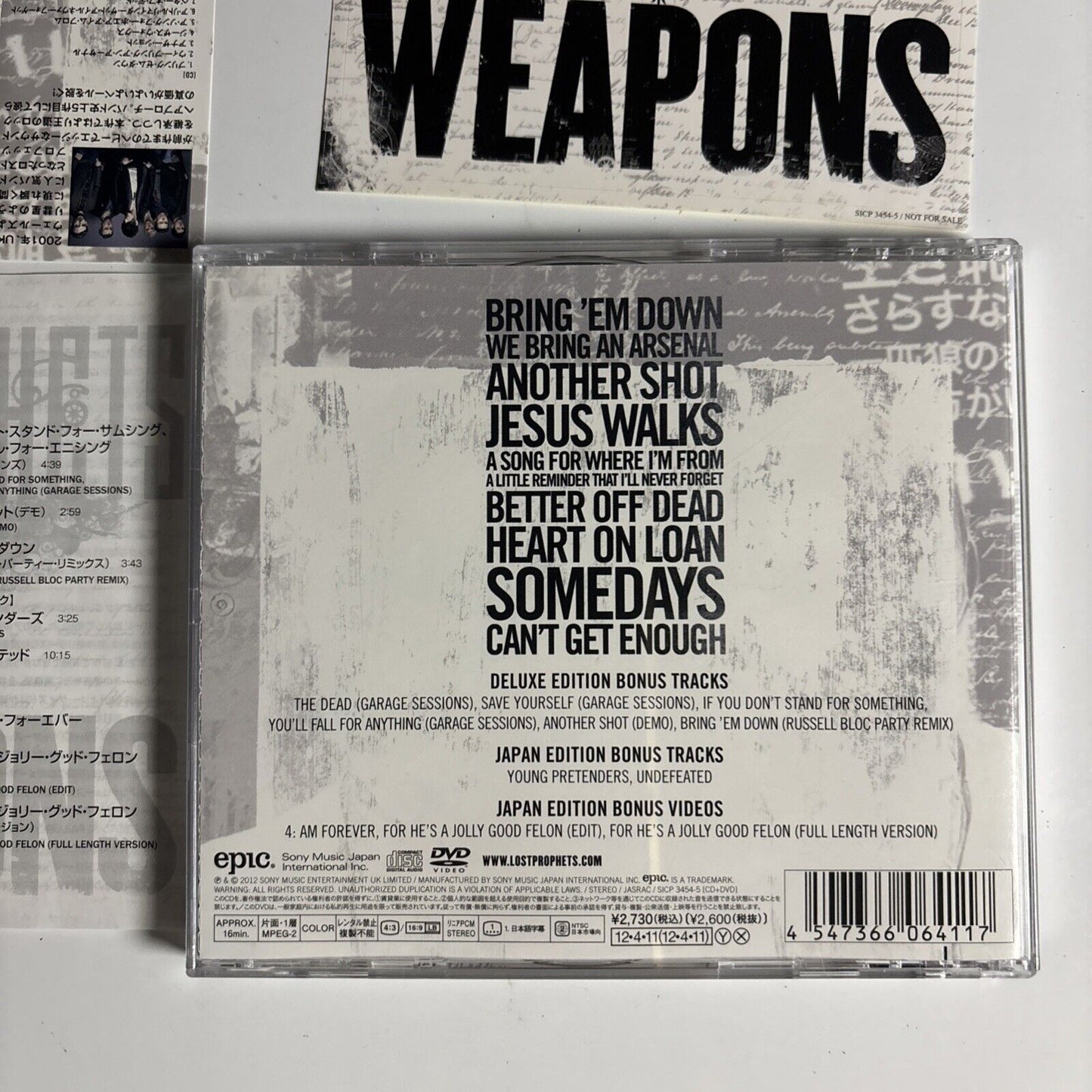 Lostprophets – Weapons (2012, CD + DVD) sicp-3454-5 Japan obi, sticker, DVD