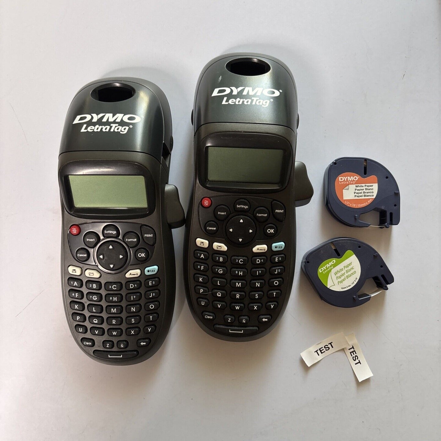 2x Dymo Letratag Label Printer LT-100H *One Is Missing Battery Lid*