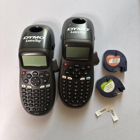 2x Dymo Letratag Label Printer LT-100H *One Is Missing Battery Lid*