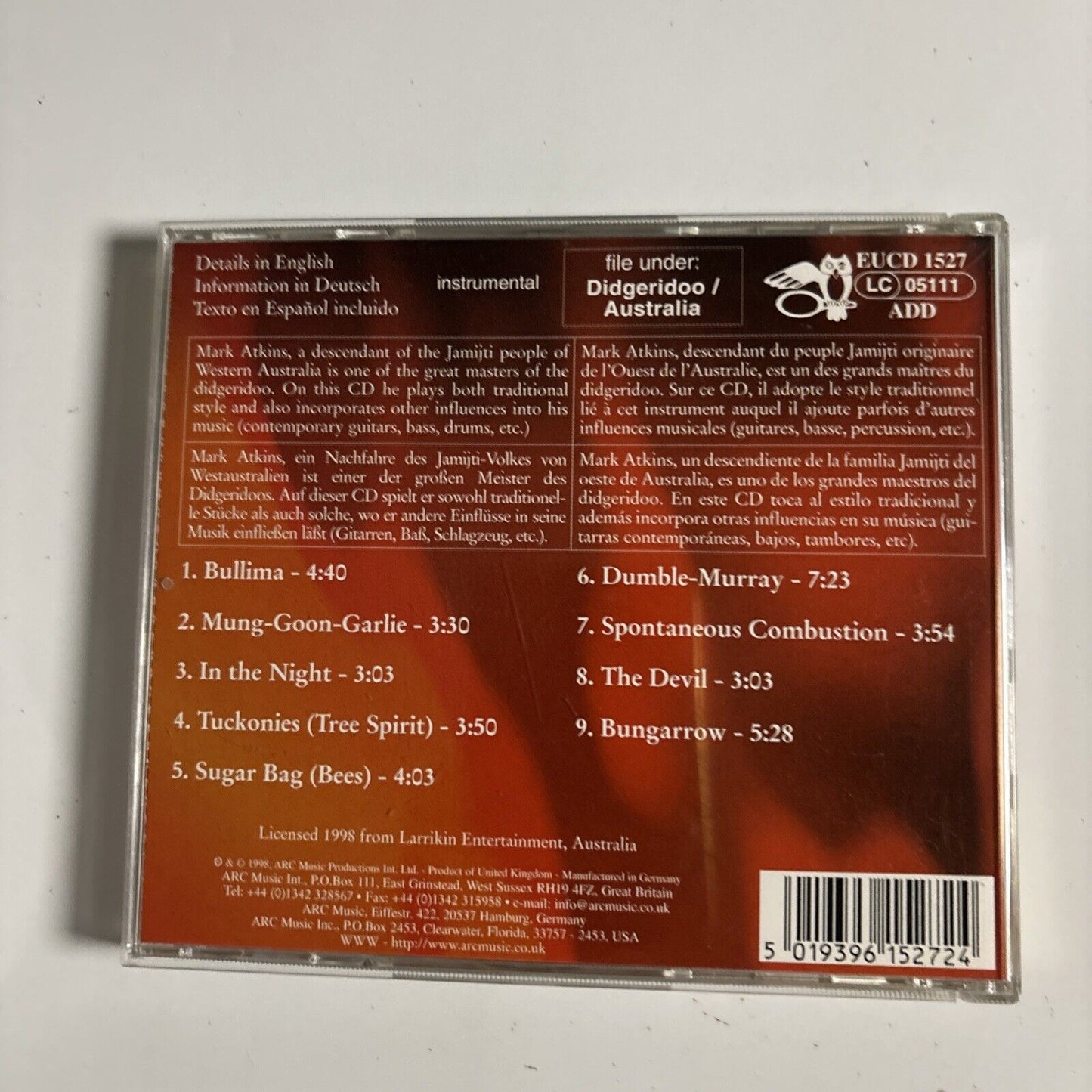 Mark Atkins – Didgeridoo Dreamtime (CD, 1999) EUCD 1527
