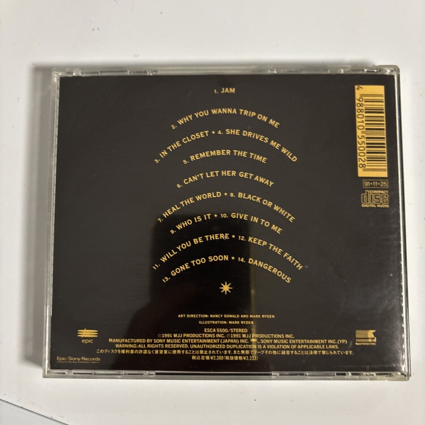 Michael Jackson – Dangerous (CD, 1991) esca-5500  Japan