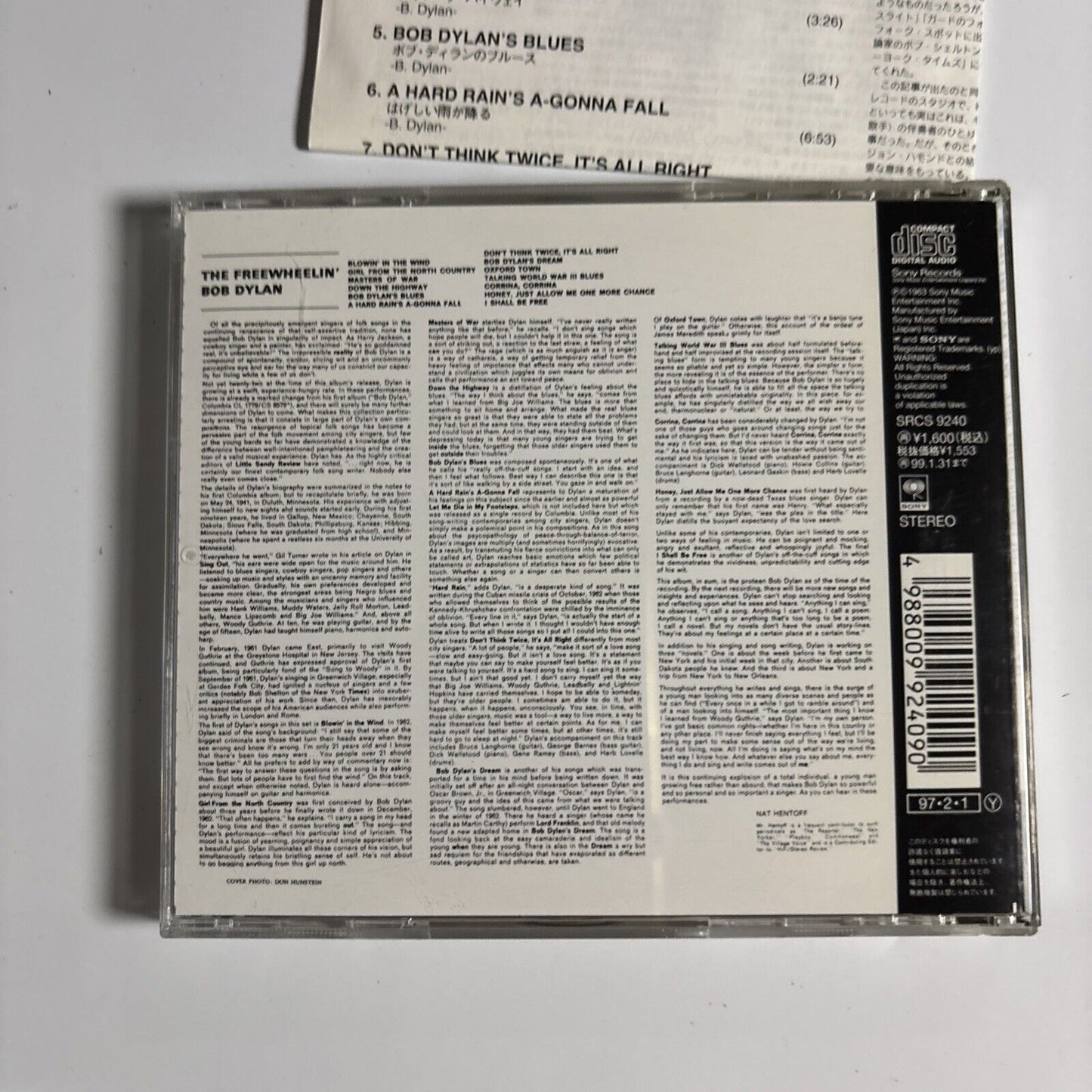 Bob Dylan - The Freewheelin' Bob Dylan (CD, 1997) srcs-9240 Japan