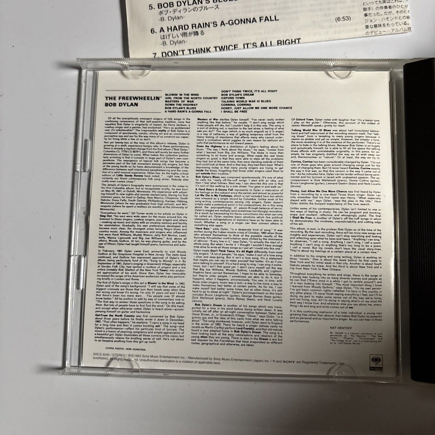 Bob Dylan - The Freewheelin' Bob Dylan (CD, 1997) srcs-9240 Japan