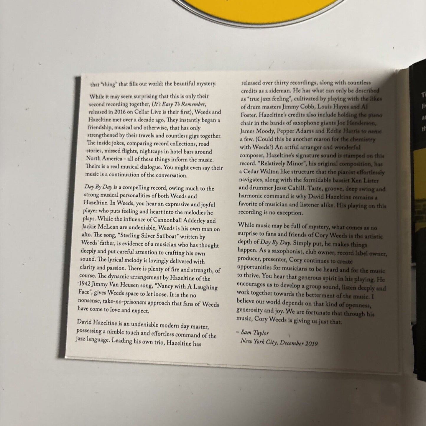 Cory Weeds Quartet – Day By Day (CD, 2020) CM082619