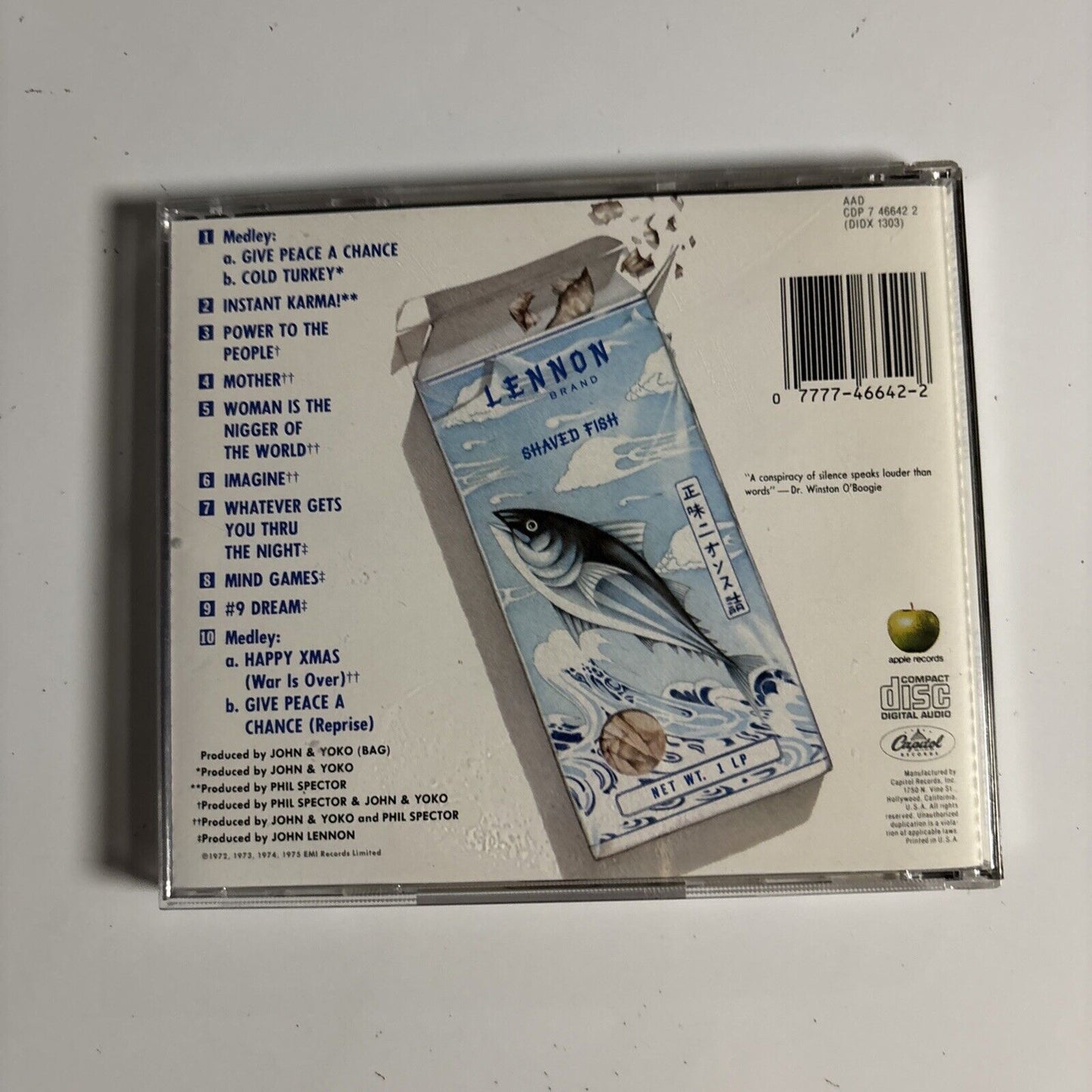 John Lennon / Plastic Ono Band – Shaved Fish (CD, 1975) CDP 7 46642 2