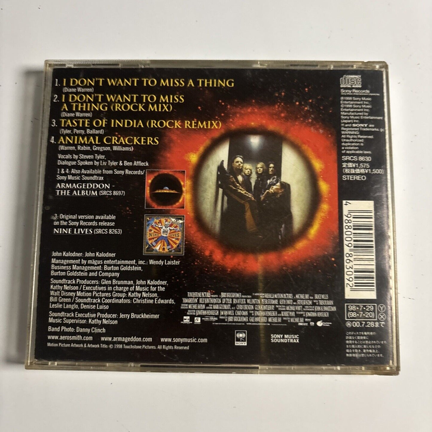 Aerosmith – I Don't Want To Miss A Thing (CD, 1998) srcs-8630 Japan