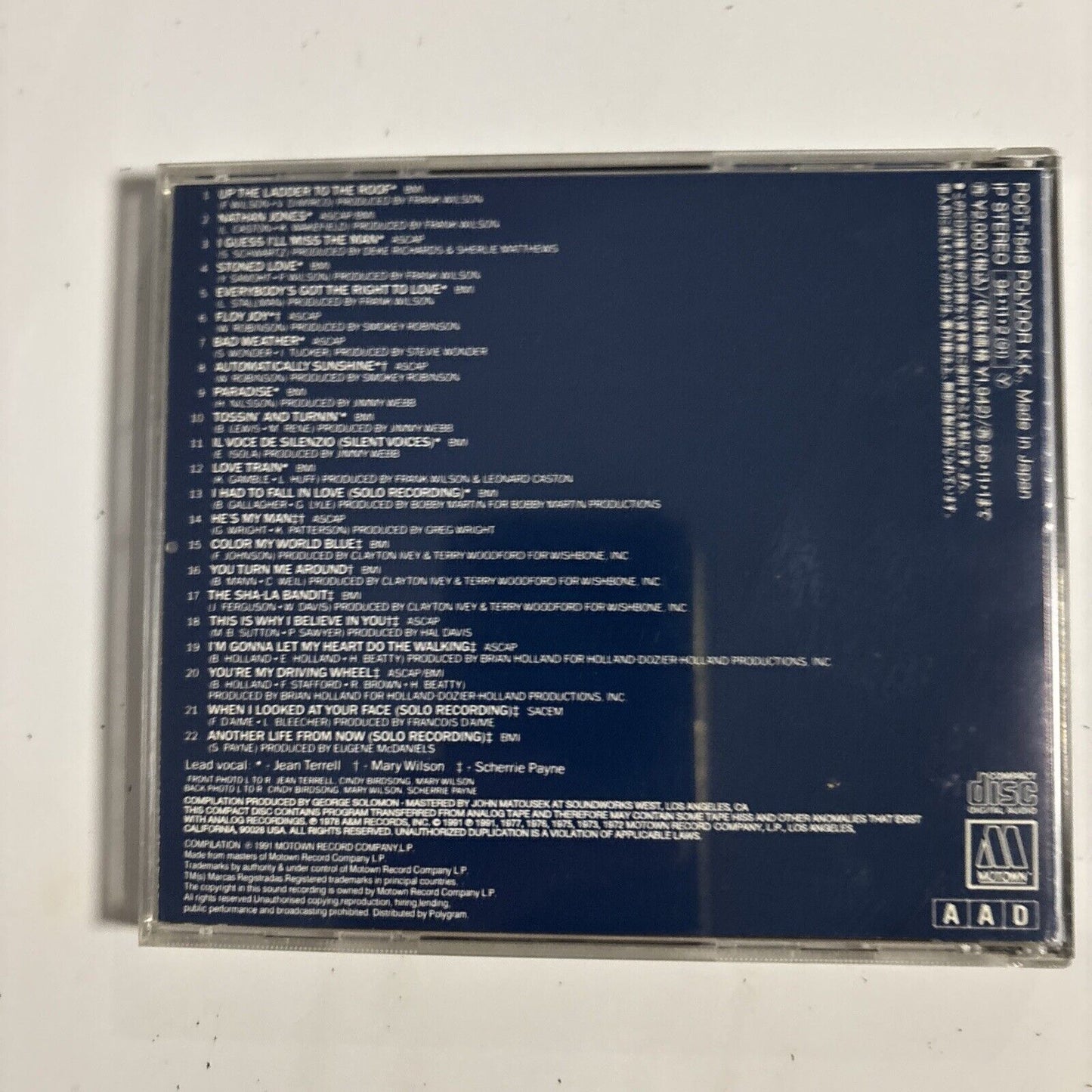 The Supremes ('70s) – Greatest Hits And Rare Classics (CD, 1991) poct-1548 Japan