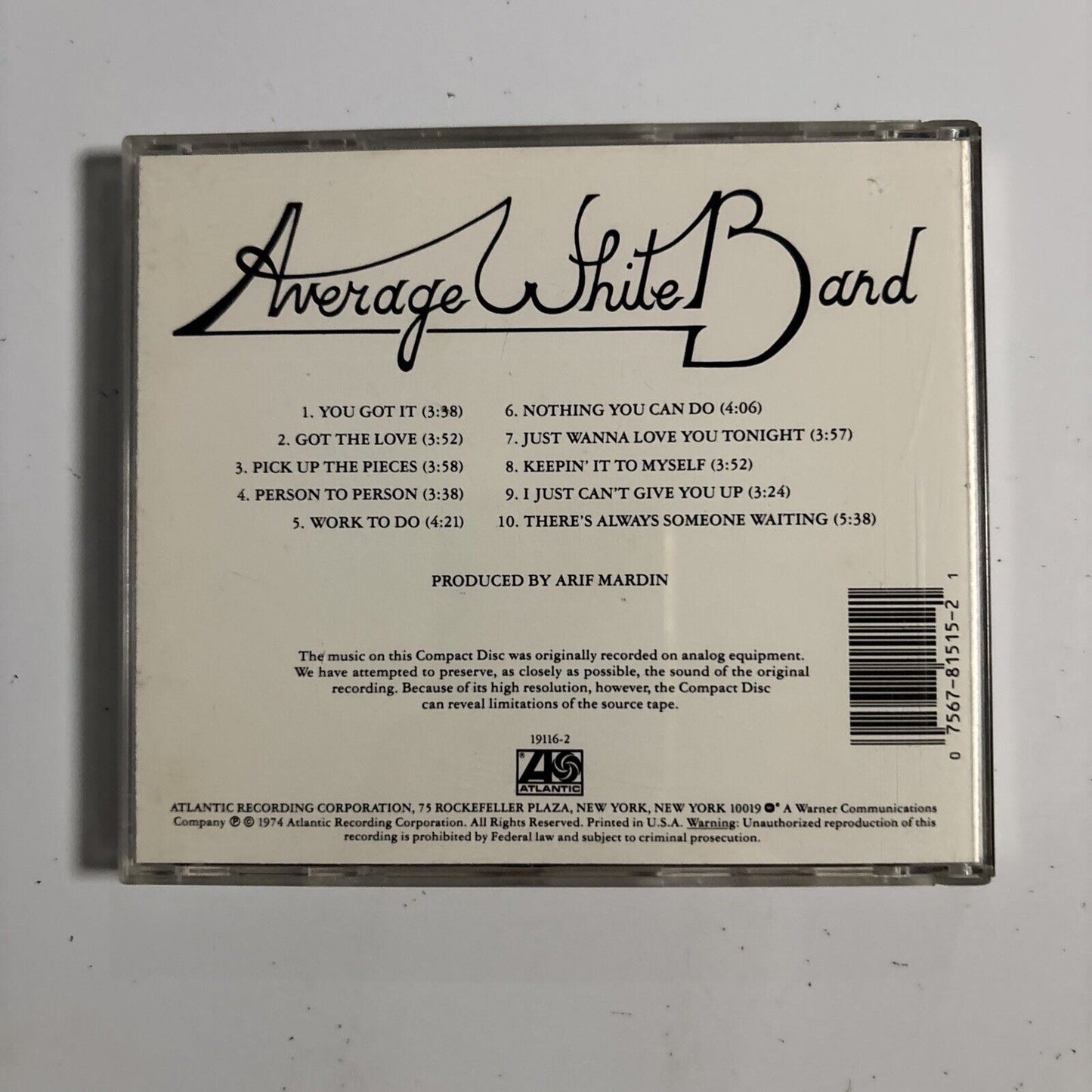 Average White Band – AWB (CD, 1974) 19116-2
