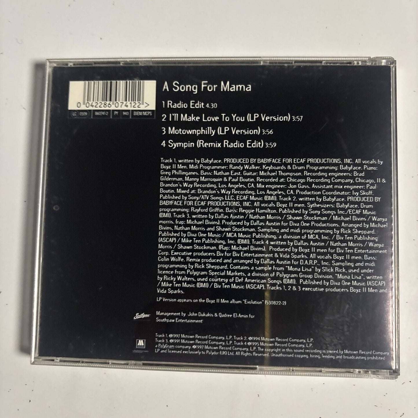 Boyz II Men – A Song For Mama (CD, 1997) 860 741-2