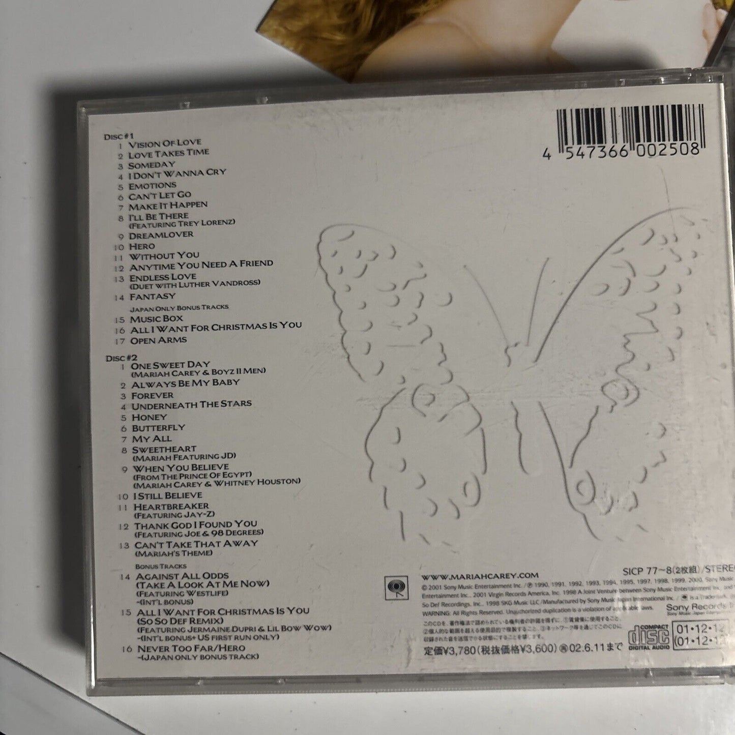 Mariah Carey – Greatest Hits (CD, 2001) sicp-77-8 Japan