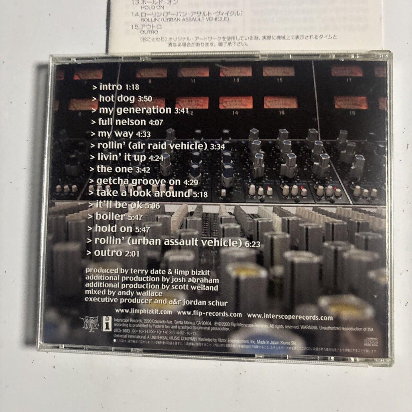 Limp Bizkit – Chocolate Starfish And The Hot Dog Flavored Water (CD, 2000) Japan