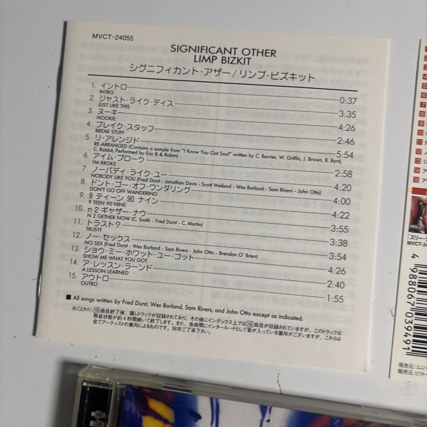 Limp Bizkit – Significant Other (CD, 1999) mvct-24055 Japan obi